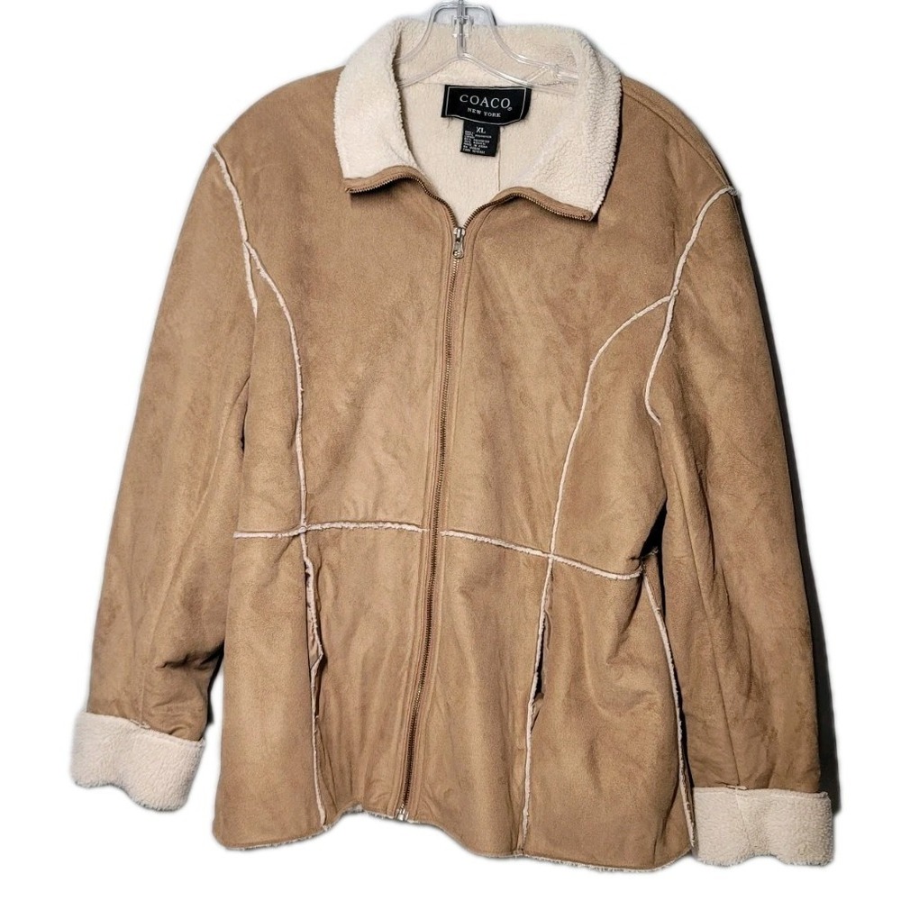 Coacoโ New York Womens Size XLarge Brown Suede Zip-Up Jacket